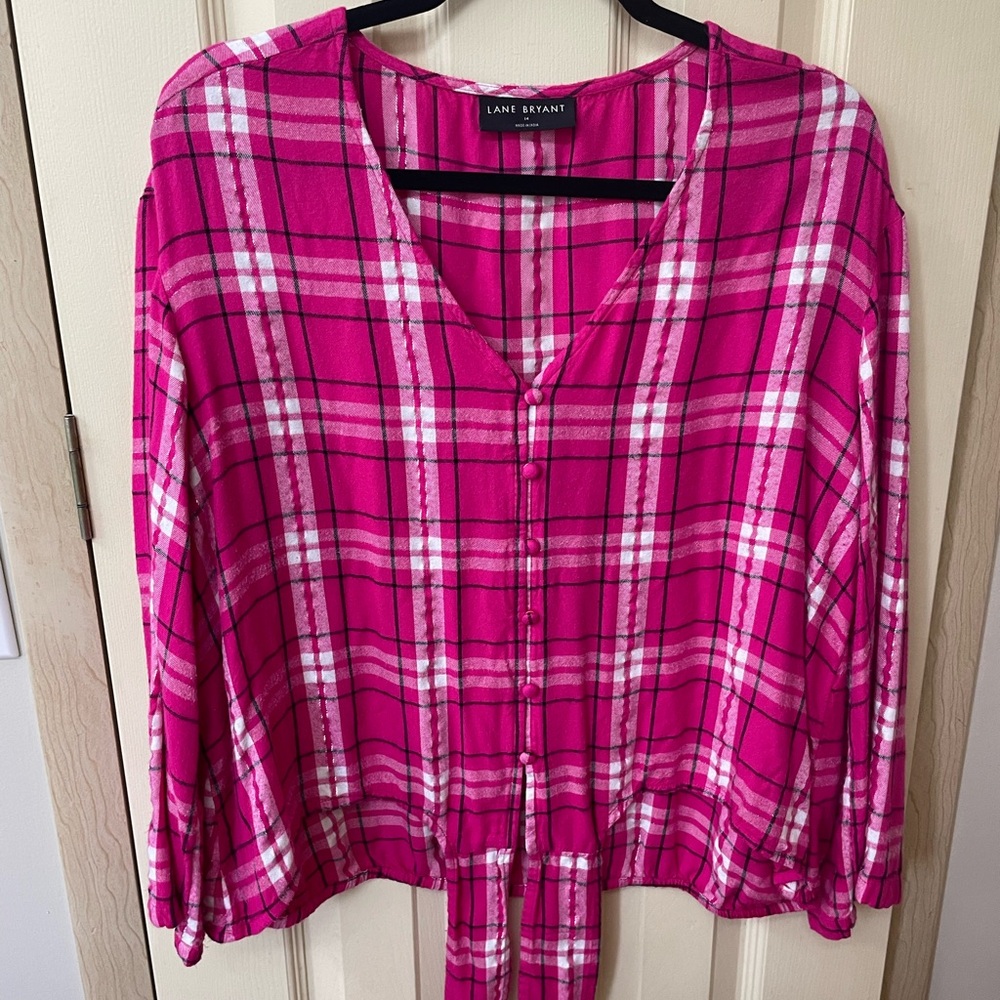 Women size 14 Lane Bryant lightweight flannel button front shirt.